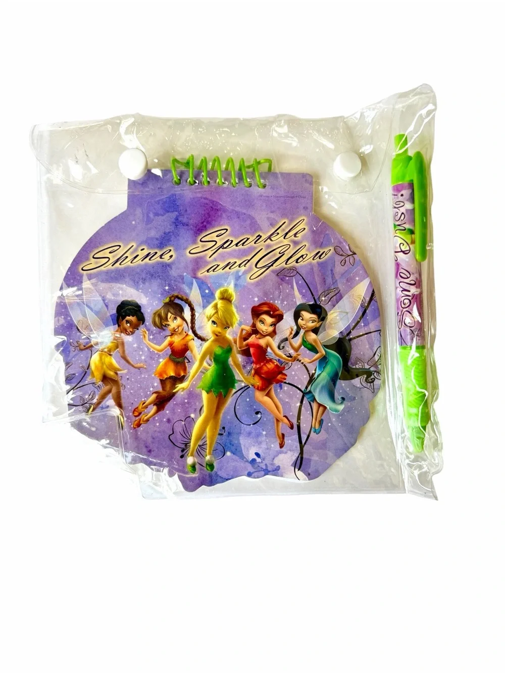 Vintage Tinker Bell New DeadStock Disney Fairies Spiral Notebook And Pen Y2K